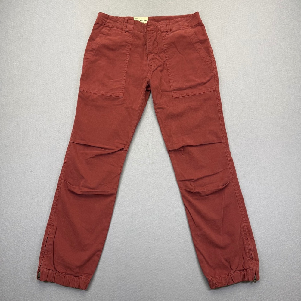 Nili Lotan Cropped Military Pant Garnet Red Utility Cargo Slim 00 W12 USA Made